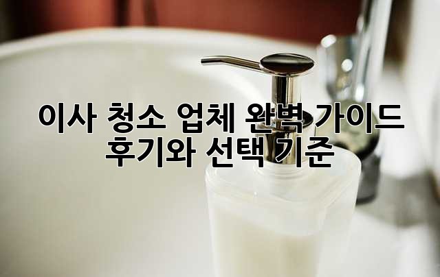 이사 청소 업체 완벽 가이드: 후기와 선택 기준